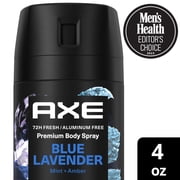 (3 pack) AXE Fine Fragrance Collection Premium Deodorant Body Spray For Men With 72H Odor Protection And Freshness Blue Lavender Infused With Lavender, Mint, And Amber Essential Oils ,4 oz