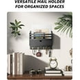 thumbnail image 3 of Decorative Mail Organizer - Wood Key Holder Wall Mount with Storage Drawer and 7 Key Hooks - Home Decor for Organizing Your Entryway, Hallway, or Office (Black), 3 of 12