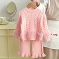 thumbnail image 1 of Krdevn Girls Knit Sweater Outfit Set Winter Warm Long Sleeve Top Pants Two Piece Toddler Kids Clothes Soft Comfy Casual Formal Wear,Kids Outfit,6-7 Years, 1 of 3