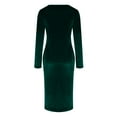 thumbnail image 4 of Zedker Velvet Party Dress for Women Long Sleeve V Neck Bodycon Wedding Guest Dresses for Women Plus Size Green L, 4 of 7