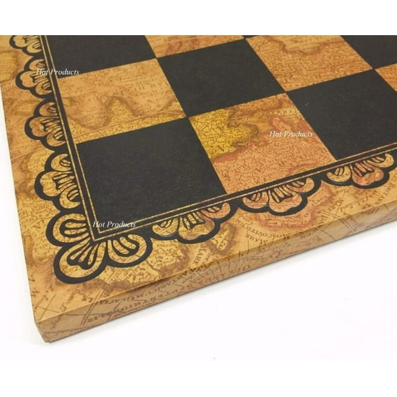 Large 18" Italfama Faux Pressed Leather Chess Board With 2" Squares World Map