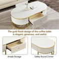 thumbnail image 6 of Harper & Bright Designs Gold Oval Coffee Table with Drawers, Modern White Curved Center Table with Gold Frame for Living Room, 6 of 14