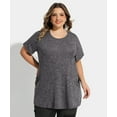 thumbnail image 2 of TIYOMI Plus Size Women's 2X tops Crewneck Summer Dark Grey Shirts Short Sleeve Tunic Tops for Women Knitted Sweatshirts Tee Basic Pocket Workout Tunic Loose Fit Pullover 2XL 18W 20W, 2 of 7