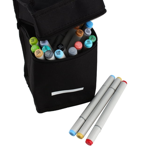 Marcadores de doble cara de 48 colores, juego de rotuladores para bocetos, estuche negro, material necesario para artistas.