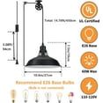 thumbnail image 6 of Plug in Pendant Light with 14.76ft Cord on/off Switch Pulley Pendant Lamp Houseplant Grow light Hanging Light Fixture for Kitchen Island, Sink, Pool Table, Bedroom, 1 Pack, 6 of 7