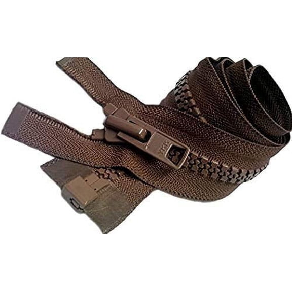 YKK Vislon Zipper, Number #5 Molded Plastic Separating Bottom 14" to 36" Inches - Medium Weight - Seal Brown - 568 (2 Zipper/Pack) (30 Inches)