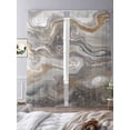 thumbnail image 4 of Gray Marble Semi Sheer Curtains 96 Inch Length 2 Panels Set, Farmhouse Vintage Abstract Ombre Texture Sheer Kitchen Curtain Privacy Voile Window Curtain for Living Room Bedroom Rod Pocket Drapes, 4 of 7