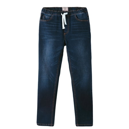- Leo&Lily Boys' Kids' Elastic Waist Regular Fit Stretch Denim Jeans- blue