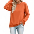 thumbnail image 5 of Women's Crew Neck Sweatshirt Loose Pullover Long Sleeve Shirts Soft Tops for Women Fall Clothes Orange 3XL, 5 of 7
