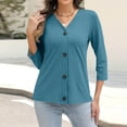 thumbnail image 4 of Delayuji Women's Long Sleeve Cardigan Button Down Solid Color Fashion Casual 3/4 Sleeves Cardigans Sweater For Women, 4 of 7