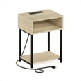 thumbnail image 2 of Furinno Moretti USB and Type-C Charging Port Open Storage Side Table with Metal Frame, Bauhaus Oak, 2 of 6