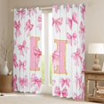 thumbnail image 2 of Manfei Pink Bow Tie Letter Monogrammed H Blackout Curtains Set of 2 (52x84 Each) for Kids Girls,Teens Women Romantic Princess Ribbon Bowknot Window Curtains,Luxury Bedroom Decor, 2 of 6