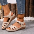 thumbnail image 4 of Rokment Womens Platform Wedges Dressy Sandals 2026 Summer Comfortable Leather Open Toe Orthopedic Arch Support Walking Sandals for Woman Beach A Size 6, 4 of 7