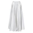 thumbnail image 5 of Alvivi Women Elastic Waistband Ruffle Maxi Skirt Swing A-line Pleated Skirts Casual Skater Silver 80cm, 5 of 7