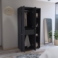 thumbnail image 2 of Newboti Furniture Misuri Wardrobe Armoire With Double Door, Drawer, Hanging Rodss, And Open Shelves Black 0028, 2 of 8