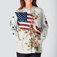 thumbnail image 3 of 4th Of July Scrub Jackets Women Patriotic Graphic Tees Casual Summer Medical Uniforms Crew Neck Long Sleeve American Flag Scrub Top, 3 of 5