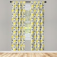 thumbnail image 5 of Ambesonne Floral Window Curtains, Modern and Abstract Flowers, Each 28" W x 84" L, Grey Black and Yellow, 5 of 5