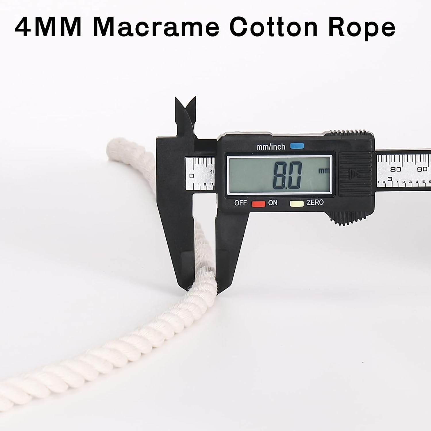 Macrame Cord 8mm X 33yards, Natural Cotton Macrame Rope - 4 Strands Twisted Macrame Cotton Cord for Wall Hanging, Plant Hangers, Crafts, Gift Wrapping and Wedding Decorations (8mmX33yd)