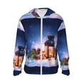 thumbnail image 2 of Uemuo Lantern On Snow With Christmas Pattern Women's Full Zip UPF 50+ Sun Protection Hoodie Jacket Long Sleeve Sun Shirt Hiking Outdoor Performance with Pockets-XX-Large, 2 of 9
