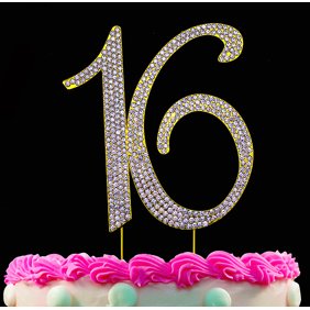 16th Birthday Cake Toppers Number 16 Bling Crystal Cake Topper