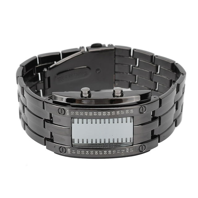 Unique LED Watch, Binary Mode Display, Convex Arc Structure, Waterproof LED Wristwatch, Black Electronic Watch L