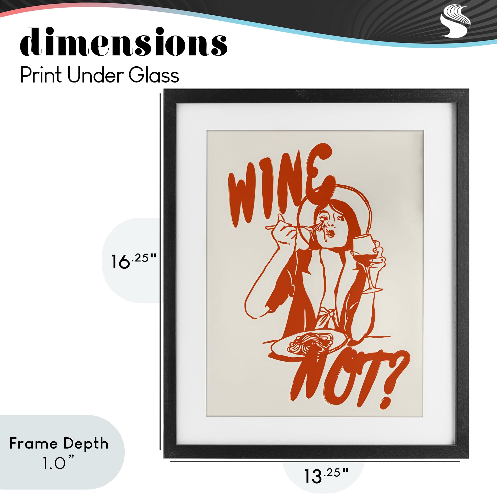 Stupell Industries Wine Not Retro Meal Time Black Framed Print Under Glass, design by The Prints Vibe