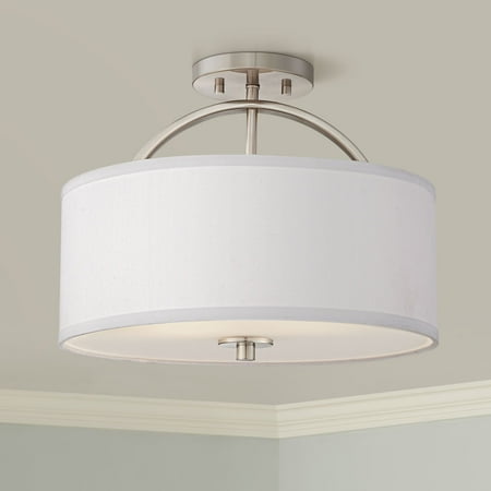 Brushed Nickel Short Ceiling Light - Possini Euro Design Possini Euro Halsted 15