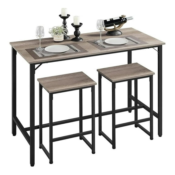 3 Piece Dining Table Set, 47.5" Industrial Pub Table Set, Counter Height Kitchen Table with Bar Stools Set of 2, for Small Space, Apartment