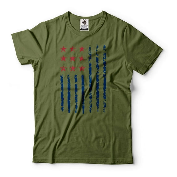 Mens USA T-shirt United States Flag Tee 4th Of July Patriotic Shirt America Flag Tee US Flag Tee (Small Military Green)