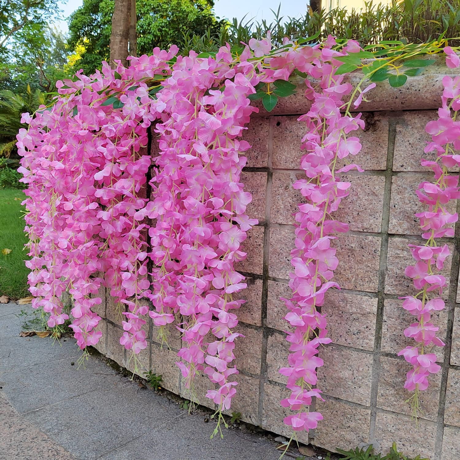 24 Pack Artificial Fake Wisteria Vine Ratta (3.75 Feet) Hanging Garland Silk Flowers String Home Party Wedding Decor(Purple)