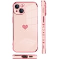 thumbnail image 4 of for iPhone 14 Case Love Heart Plating Electroplate Luxury Elegant Camera Protector Soft TPU Shockproof Protective Corner Back Cover Designed for iPhone 14 Case -Pink, 4 of 12