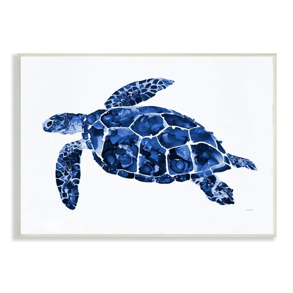 Stupell Industries Blue Speckled Sea Turtle Marine Animal Illustration Painting Unframed Art Print Wall Art, Design by Patti Mann