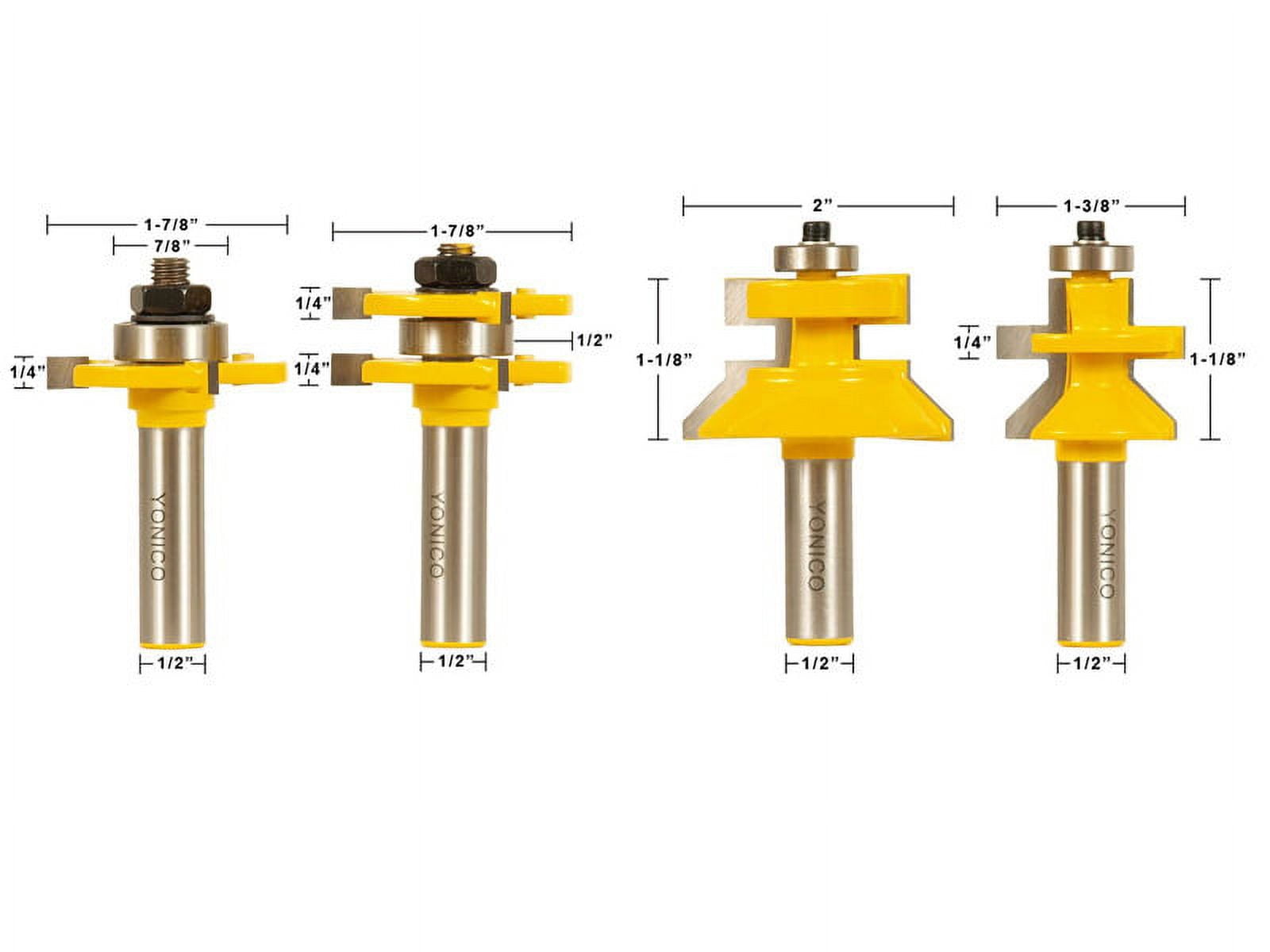Yonico 4 Bit Tongue & Groove and V-notch Router Bit Set - 1/2" Shank 15423