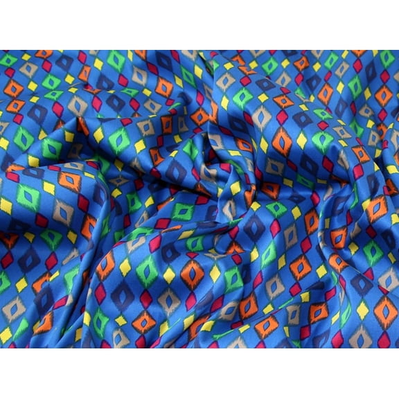 Diamond Print Stretch Cotton Sateen Dress Fabric Blue - per yard