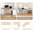thumbnail image 4 of Homfa L Shaped Reversible Computer Desk with Cube Storage Organizer, 2 Drawer Wooden Farmhouse Executive Desk for Home Office, White, 4 of 8