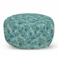 thumbnail image 1 of Seafoam Pouf Cover with Zipper, Hand Drawn Aquarelle with Floral Motifs Leaves Stalks Bell Flowers, Soft Decorative Fabric Unstuffed Case, 30" W X 17.3" L, Seafoam Night Blue Ivory, by Ambesonne, 1 of 5