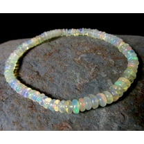 Natural Ethiopian Opal 4-4.5mm Rondelle Shape Smooth Cut Beads Stretchable Bracelet for Men & Women.