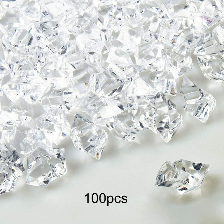 Fake Ice Cubes, 101 Pcs Acrylic Vase Fillers for Centerpieces, 11 * 14 mm  Crushed Diamond Ice Crystal Clear Plastic Rocks Fake Diamonds Clear Acrylic  Gems for Decor Photography Prop