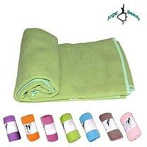 AngelBeauty Hot Yoga Towel with Carry Bag - Microfiber Non Slip Skidless Yoga Mat Towels for Yoga, Exercise, Fitness, Pilates (Green)
