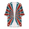 thumbnail image 4 of UVEASISHA Womens 4th of July Cardigan 3/4 Sleeve Plus Size Cardigans for Women Novelty American Flag Printed Kimono Jackets Flowy Chiffon Coverups Multicolor M, 4 of 5