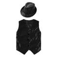 thumbnail image 3 of Alvivi Kids Boys Girls Sequined Shirt Vest for Hip-Hop Street Dance Performance Waistcoat with Hat Black 12-24 Months, 3 of 7