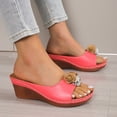 thumbnail image 2 of Modisza Flower Leather Wedges Sandals for Women Open Toe Low Wedges Slides Summer Outdoor Walking Dress Sandal Shoes Pink Size 7.5, 2 of 6