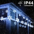 thumbnail image 4 of Toodour Christmas Snowflake Lights Outdoor, 17.22ft 264 LED Snowflake Icicle Lights with 22 Drops, Connectable, 8 Modes Waterproof Christmas Lights for Curtain Eaves Window Xmas Decor (White), 4 of 9