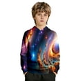 thumbnail image 3 of Teen Girl Hoodies - Girls Galaxy Print Hooded Sweatshirt Soft Pullover With Pockets Cozy Casual Outerwear For Kids,, 3 of 6