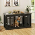 thumbnail image 2 of Uforic 55'' W Double Dog Crate Furniture With Sliding Barn Doors & Bowl,Indoor Furniture Style Wooden Large Dog Kennel, 2 of 8
