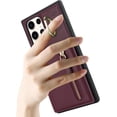 thumbnail image 3 of Samsung Galaxy S23 Ultra Case with Card Holder for Women, Samsung Galaxy S23 Ultra Phone Case Wallet with Credit Card with Ring Kickstand Zipper Shockproof Slim Stand Case - Red Wine, 3 of 18