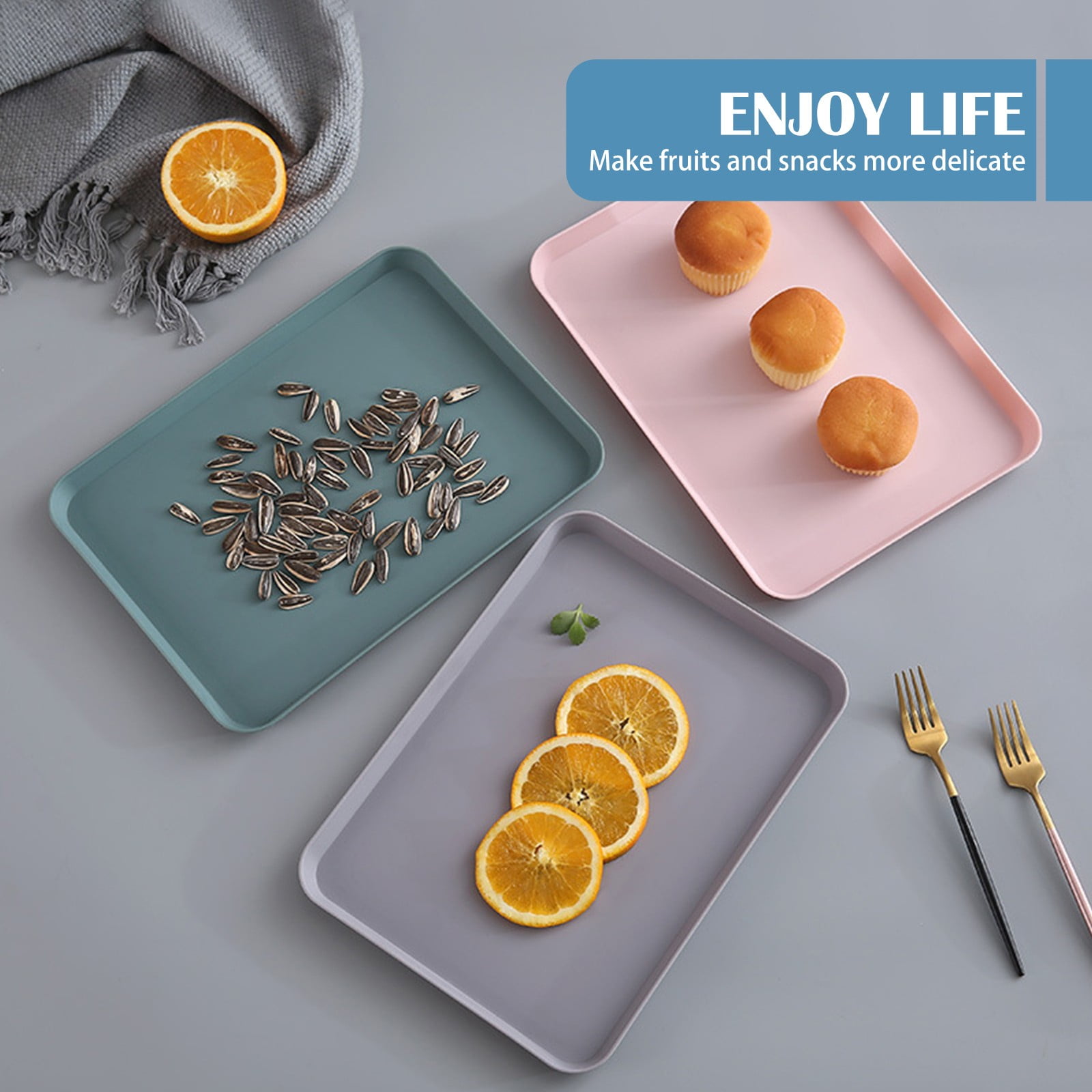 Food Trays Bulk Fast Food Tray Rectangular Serving Trays Serving Tray for Indoor Plastic Fast Food Tray Gray(8.26"X11.61"inch)