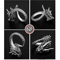 thumbnail image 3 of 9 Uds Vintage Punk plata negro dragón chino serpiente dragón garra calavera anillos joyería gótica aleación abierta ajustable, 3 of 5