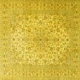 thumbnail image 1 of Ahgly Company Machine Washable Indoor Square Medallion Yellow Traditional Area Rugs, 3' Square, 1 of 4