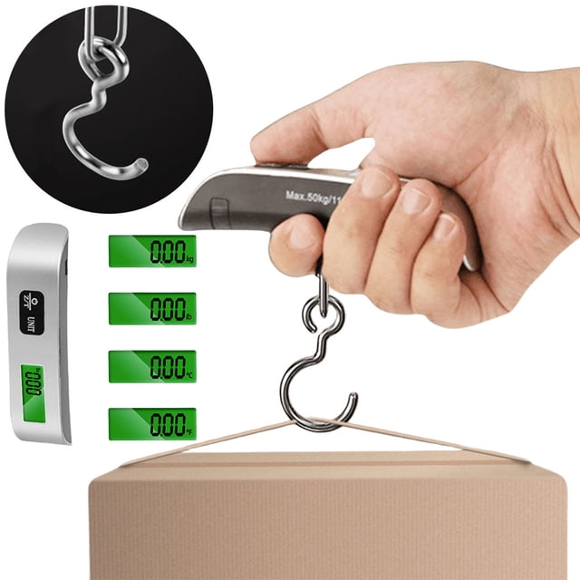 Báscula Digital Portátil para 50 Kg/110 Lb Con Pantalla LCD (gancho para Colgar)